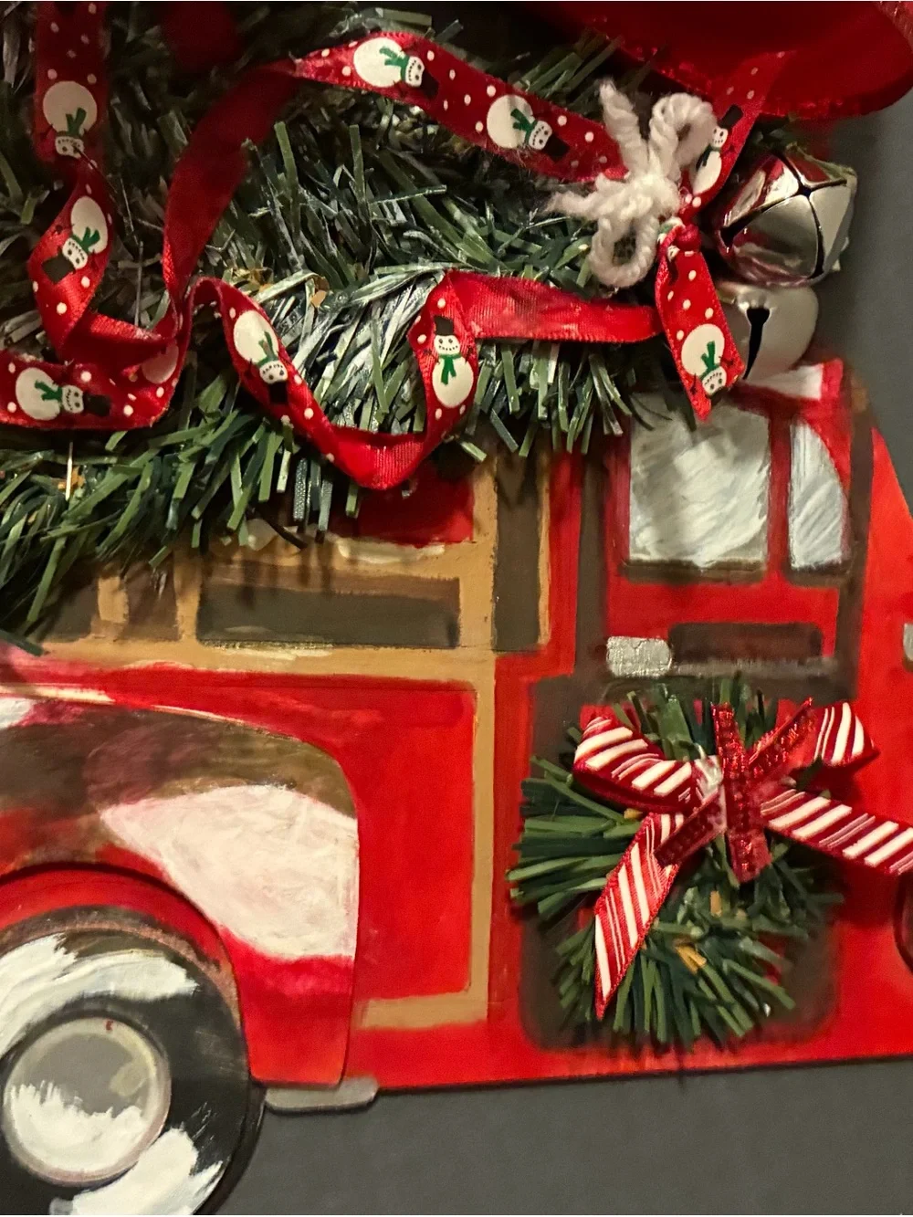 Festive Red Holiday Truck Hanging or Ornament